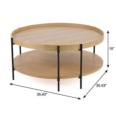 Starlight Canyon Home Coffee Table with Iron Frame and Solid Wood Top Durable Design