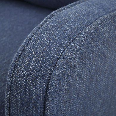 Blue Swivel Accent Chair, Oversized Wide Swivel Armchair with Solid Wood Base