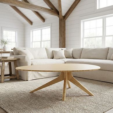 Starlight Canyon Home Bamboo Coffee Table with Mid Century Design and Contemporary Style