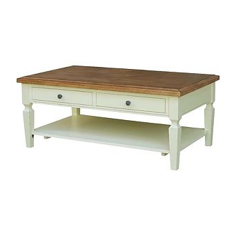 Hickory/Shell Parawood Coffee Table with Multi-Tone Finish for Living Room