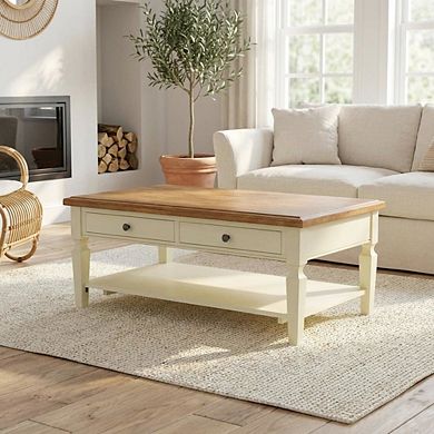 Hickory/Shell Parawood Coffee Table with Multi-Tone Finish for Living Room