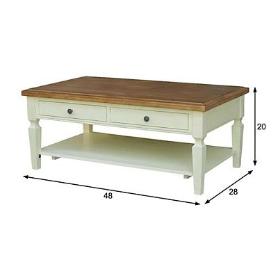 Hickory/Shell Parawood Coffee Table with Multi-Tone Finish for Living Room