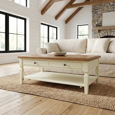 Hickory/Shell Parawood Coffee Table with Multi-Tone Finish for Living Room