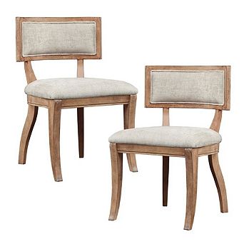 Set of 2 Beige Modern Dining Chairs with Rubberwood and Solid Wood Frame