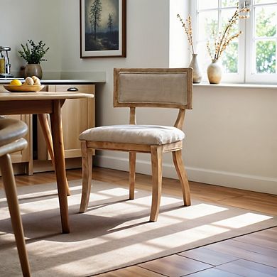 Set of 2 Beige Modern Dining Chairs with Rubberwood and Solid Wood Frame