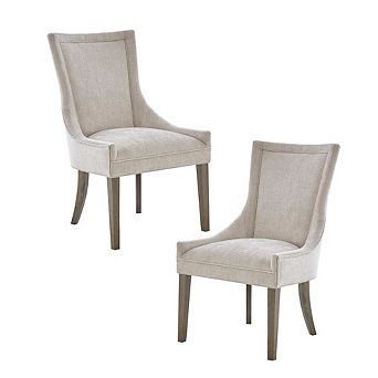 Beige Dining Chairs Set of 2, Mid Century Upholstered Chairs for Dining Table