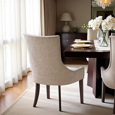 Beige Dining Chairs Set of 2, Mid Century Upholstered Chairs for Dining Table