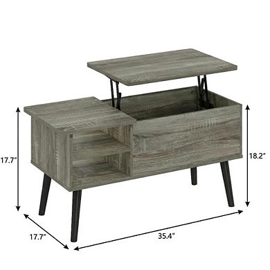 FurniFact Lift Top Coffee Table with Storage Shelf and Hidden Compartment
