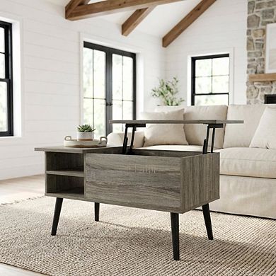 FurniFact Lift Top Coffee Table with Storage Shelf and Hidden Compartment