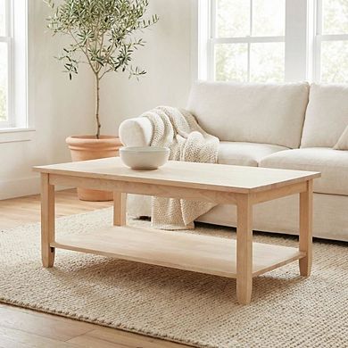 Unfinished Hardwood Coffee Table with Durable Construction and Smooth Surface