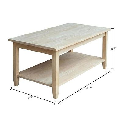 Unfinished Hardwood Coffee Table with Durable Construction and Smooth Surface