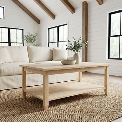 Unfinished Hardwood Coffee Table with Durable Construction and Smooth Surface