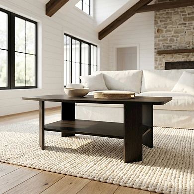 FurniFact Coffee Table with Minimalist Design and Sturdy Wood Construction