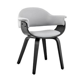 Gray Faux Leather Dining Chair with Black Wood and Metal Frame