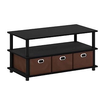 FurniFact Turn-N-Tube Coffee Table with Bin Drawers and Compact Storage