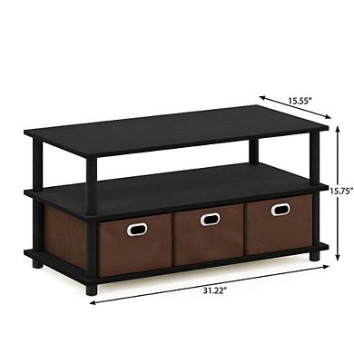 FurniFact Turn-N-Tube Coffee Table with Bin Drawers and Compact Storage