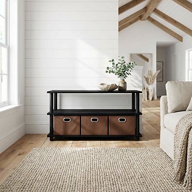 FurniFact Turn-N-Tube Coffee Table with Bin Drawers and Compact Storage