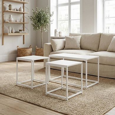 FurniFact 3-Piece Living Room Tables Set with Coffee and End Tables, Side Tables