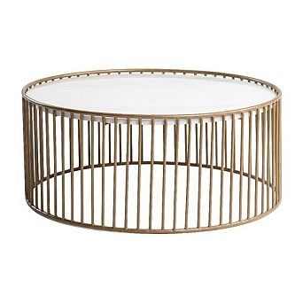 Starlight Canyon Home Round Faux Marble Coffee Table with Metal Base and Modern Design