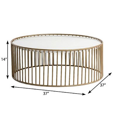 Starlight Canyon Home Round Faux Marble Coffee Table with Metal Base and Modern Design