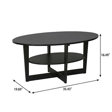 FurniFact Round Coffee Table with Sturdy Wood Base and Smooth Finish