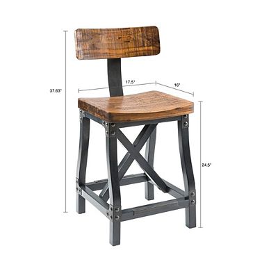 Solid Wood Swivel Bar Height Stool, Comfortable Counter Height Chair