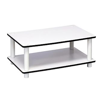 FurniFact 2 tier Coffee Table with No-Tools Assembly and Easy Storage Options