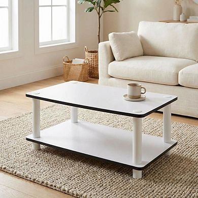 FurniFact 2-Tier Coffee Table with No-Tools Assembly and Easy Storage Options