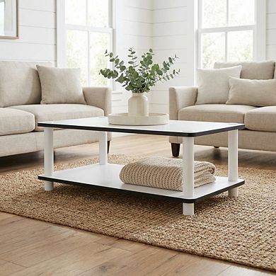 FurniFact 2-Tier Coffee Table with No-Tools Assembly and Easy Storage Options