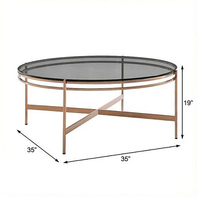 Starlight Canyon Home Glass Coffee Table Gold Frame with Stainless Steel Base and Modern Design