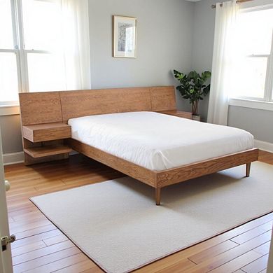 King Size Bedroom Set with Platform Bed and Two Matching Nightstands