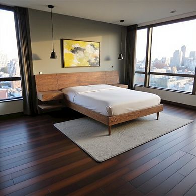 King Size Bedroom Set with Platform Bed and Two Matching Nightstands