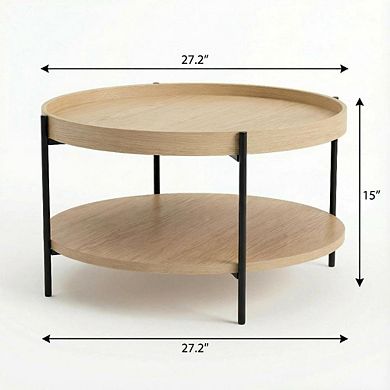 Starlight Canyon Home Manufactured Wood Coffee Table with Iron Frame Single Piece