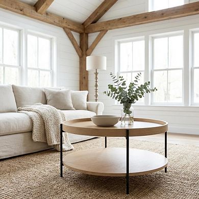 Starlight Canyon Home Manufactured Wood Coffee Table with Iron Frame Single Piece