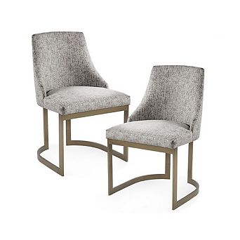 Set of 2 Gray Modern Dining Chairs with Metal Frame for Dining Room