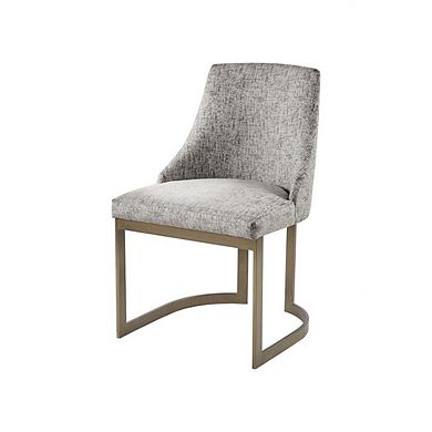 Set of 2 Gray Modern Dining Chairs with Metal Frame for Dining Room