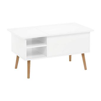 FurniFact Lift Top Coffee Table with Wooden Legs and Storage Space