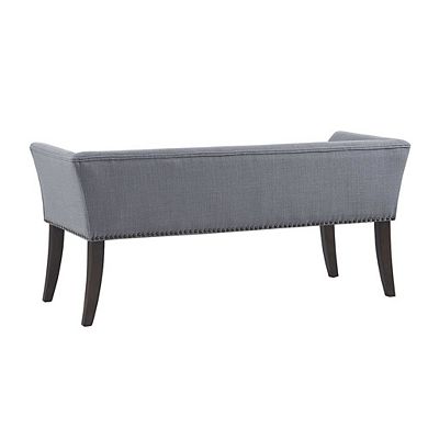 Blue Storage Bench with Solid Wood Frame and Upholstered Seat for Bedroom