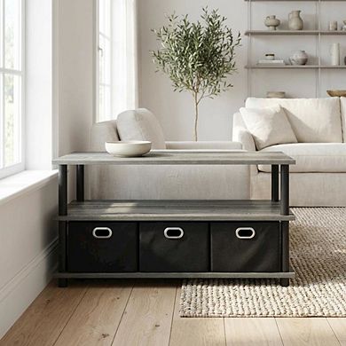 FurniFact Coffee Table with Bin Drawers Turn-N-Tube Frame