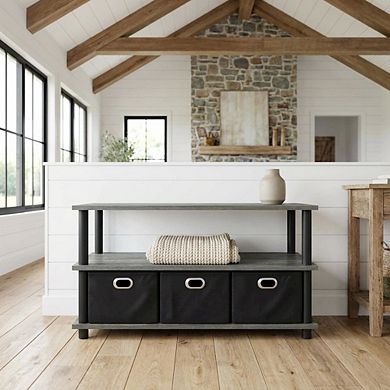 FurniFact Coffee Table with Bin Drawers Turn-N-Tube Frame