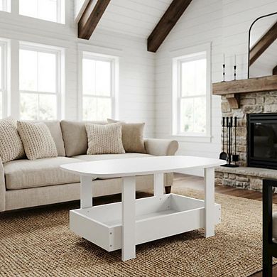FurniFact Coffee Table with Storage Compartment and Sleek Modern Design
