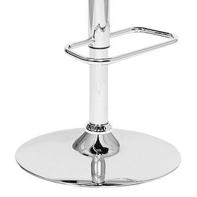 Swivel Bar Stool with Cream Leatherette Seat, Walnut Veneer, and Chrome Base