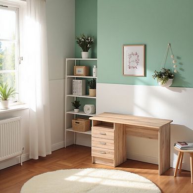 Computer Desk with Three Drawers and Open Shelf for Storage