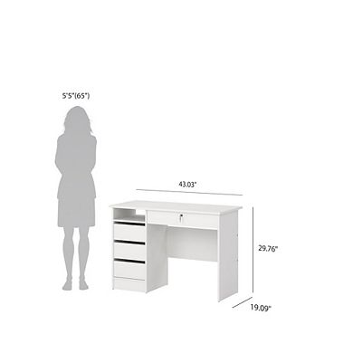 Computer Desk with Three Drawers and Open Shelf for Storage