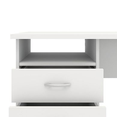Computer Desk with Three Drawers and Open Shelf for Storage