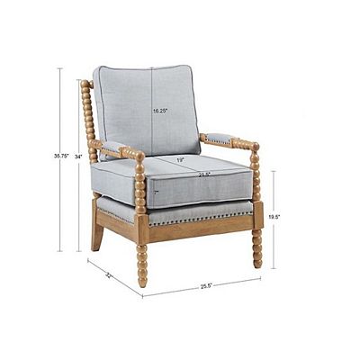 Blue Accent Chair with Solid Wood Frame for Living Room and Bedroom Use