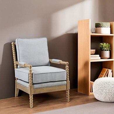 Blue Accent Chair with Solid Wood Frame for Living Room and Bedroom Use