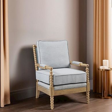 Blue Accent Chair with Solid Wood Frame for Living Room and Bedroom Use