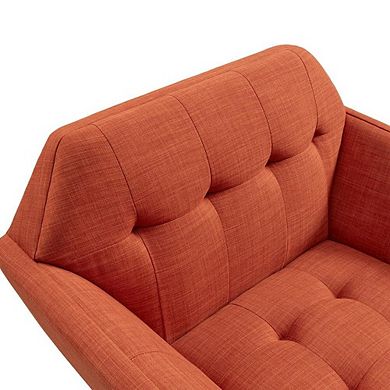 Orange Accent Chair with Solid Wood and Plywood Frame for Living Room