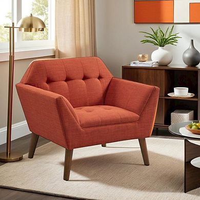 Orange Accent Chair with Solid Wood and Plywood Frame for Living Room